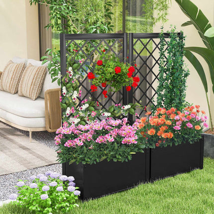 Metal Raised Planter Box with Trellis for Climbing Plants