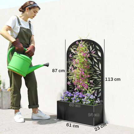Metal Raised Planter with Trellis, Wall-Mount or Free-Standing