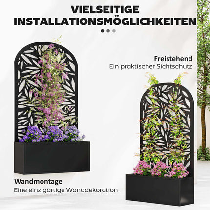 Metal Raised Planter with Trellis, Wall-Mount or Free-Standing