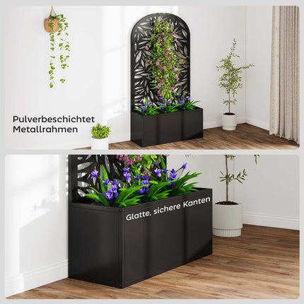 Metal Raised Planter with Trellis, Wall-Mount or Free-Standing