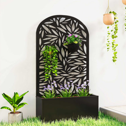 Metal Raised Planter with Trellis, Wall-Mount or Free-Standing
