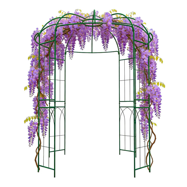 Metal Rose Arbour with Trellis Panels – Dark Green