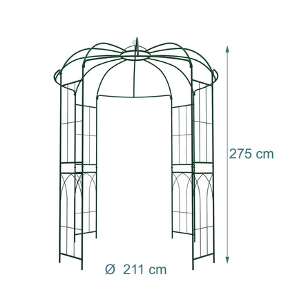Metal Rose Arbour with Trellis Panels – Dark Green