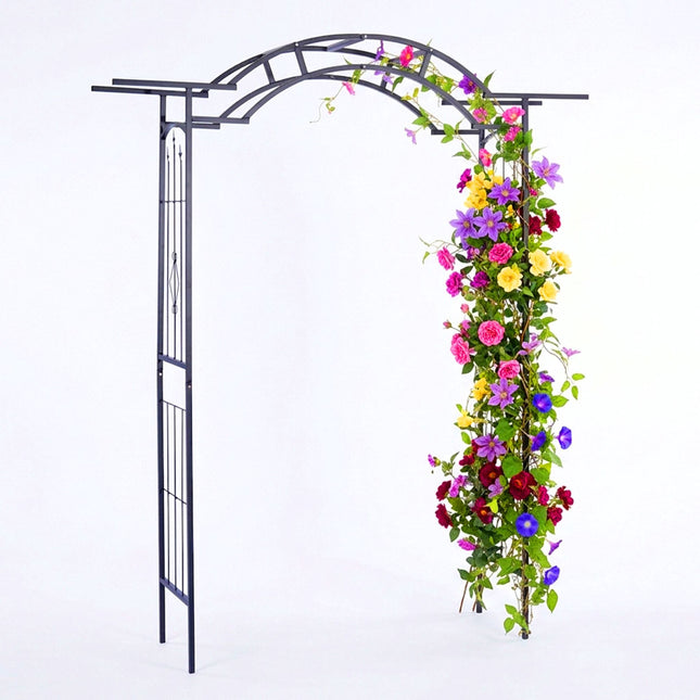 Metal Rose Arch, Black Steel Climbing Plant Support