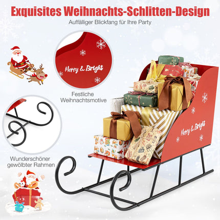 Metal Santa Sleigh Basket, Red, 74x32x51 cm Storage