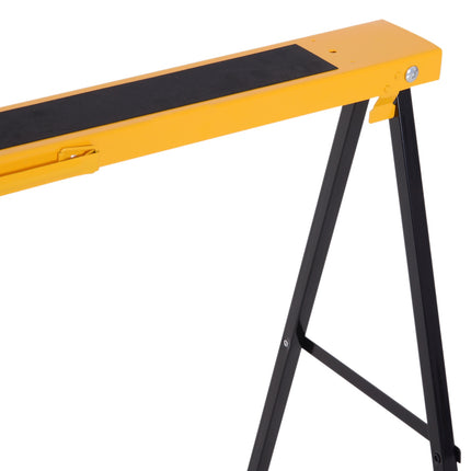 Metal Sawhorse Set, 250kg Capacity, Yellow, Foldable