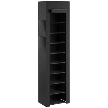 Metal Shoe Rack with Dustproof Cover, Holds 20 Pairs, Black