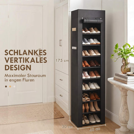 Metal Shoe Rack with Dustproof Cover, Holds 20 Pairs, Black