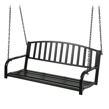 Metal Swing Bench for 2 – Armrests, Curved Seat
