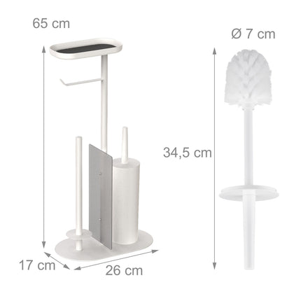 Metal Toilet Paper Holder with Brush and Shelf