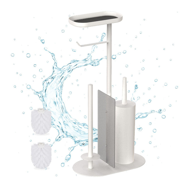 Metal Toilet Paper Holder with Brush and Shelf