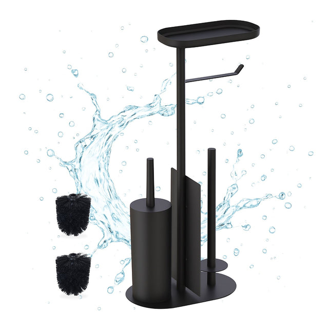 Metal Toilet Paper Holder with Brush and Shelf