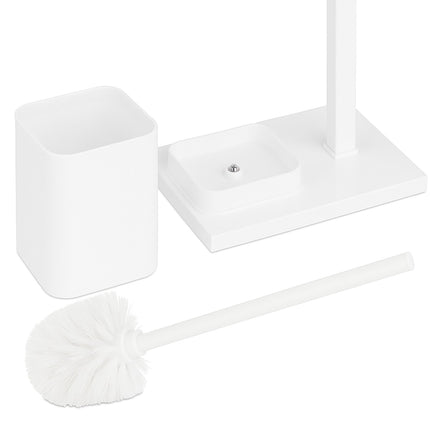 Metal Toilet Roll Holder with Brush and Storage