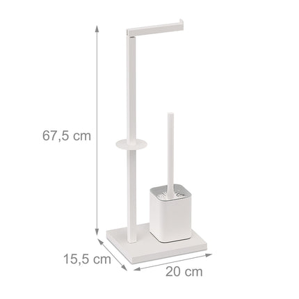 Metal Toilet Roll Holder with Brush and Storage