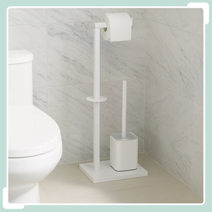 Metal Toilet Roll Holder with Brush and Storage