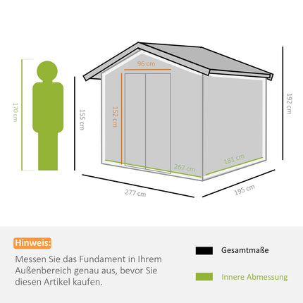 Weatherproof metal garden shed with foundation, yellow