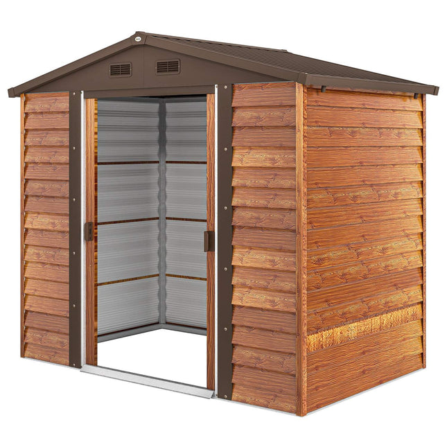 Metal tool shed with gable roof, wood look, 3 m²
