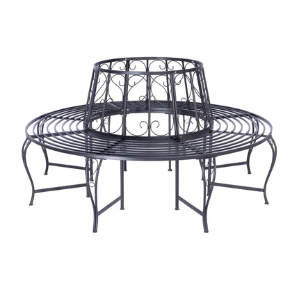 Metal Tree Bench, 160 cm Diameter, Black Steel
