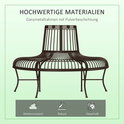 Semi-circular metal tree bench for 37 cm logs, 135 x 70 x 85 cm
