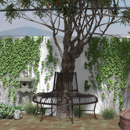 Semi-circular metal tree bench for 37 cm logs, 135 x 70 x 85 cm