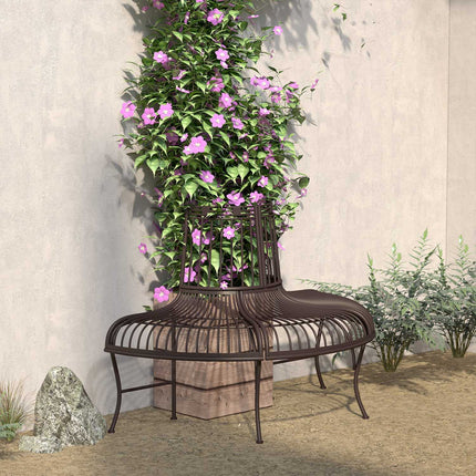 Semi-circular metal tree bench for 37 cm logs, 135 x 70 x 85 cm