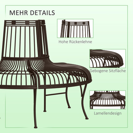 Semi-circular metal tree bench for 37 cm logs, 135 x 70 x 85 cm
