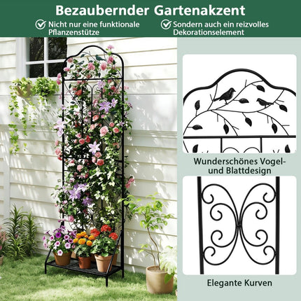 Metal Trellis Set, Black, 2-Piece Garden Fence & Plant Stand