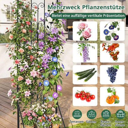 Metal Trellis Set, Black, 2-Piece Garden Fence & Plant Stand