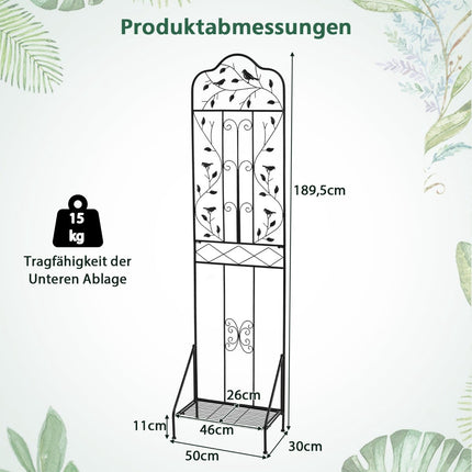 Metal Trellis Set, Black, 2-Piece Garden Fence & Plant Stand