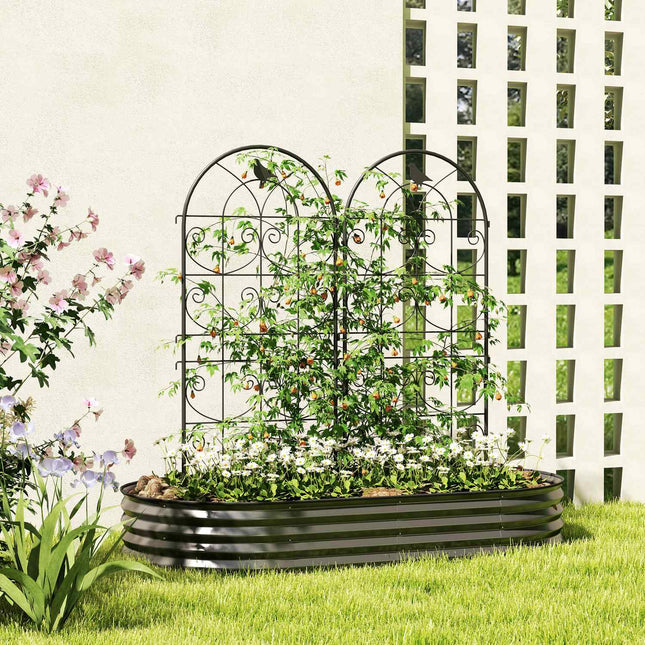 Rustproof metal bird design trellis set, 50x120 cm, 2-pack