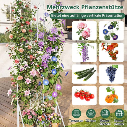 Metal Trellis for Climbing Plants with Foldable Shelf
