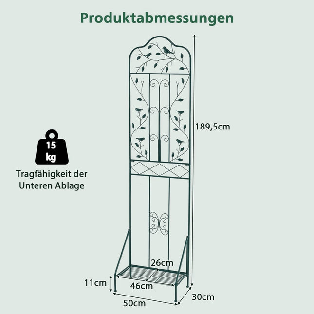 Metal Trellis with Foldable Shelf for Climbing Plants