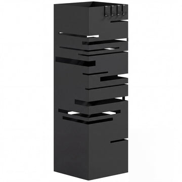 Metal Umbrella Stand with Drip Tray & Hooks, Black