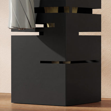 Metal Umbrella Stand with Drip Tray & Hooks, Black