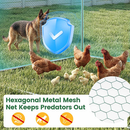 Metal Walk-In Chicken Coop, 300 x 203 x 202 cm, PE Canopy