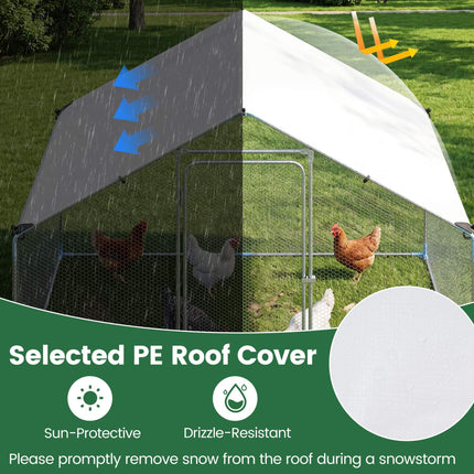 Metal Walk-In Chicken Coop, 300 x 203 x 202 cm, PE Canopy