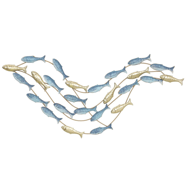 Metal Wall Art, Fish Design, Rust-Resistant, Light Blue