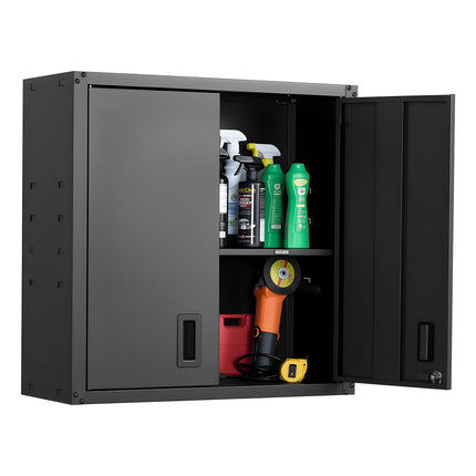 Metal Wall Cabinet 30 x 12.2 x 30 in; Locking, Black, Adjustable Shelf