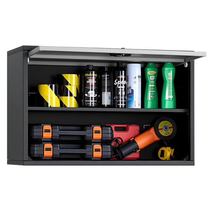 Metal Wall Cabinet, Locking Flip-Up Door, 240 lb