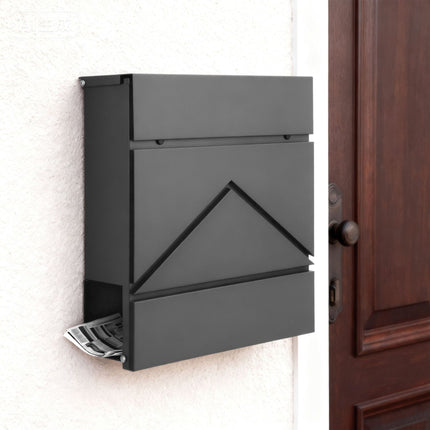 Metal Wall-Mounted Postbox with Newspaper Holder