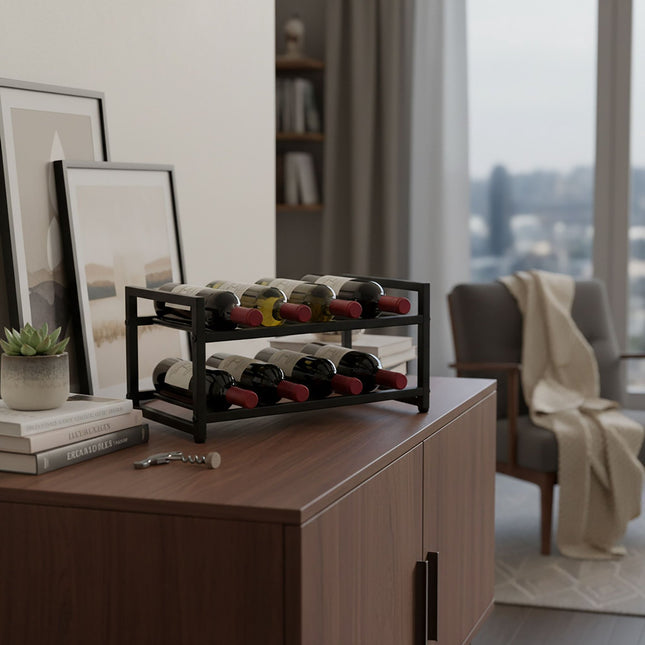 Metal Wine Rack for 8 Bottles – Horizontal Storage