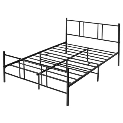 Metal bed frame platform bed frame with headboard and footboard 200 x 160 cm black