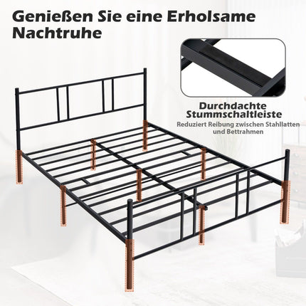 Metal bed frame platform bed frame with headboard and footboard 200 x 160 cm black