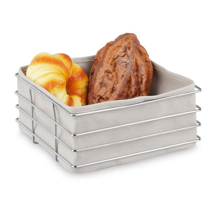 Metal bread basket with fabric cover
