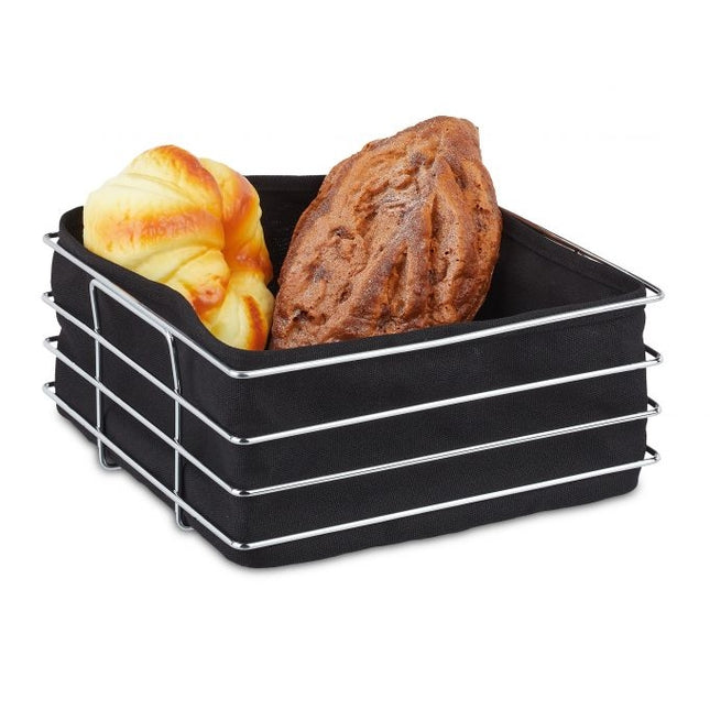 Metal bread basket with fabric cover