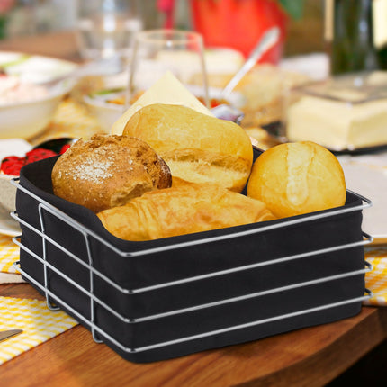 Metal bread basket with fabric cover