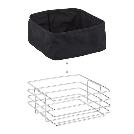 Metal bread basket with fabric cover