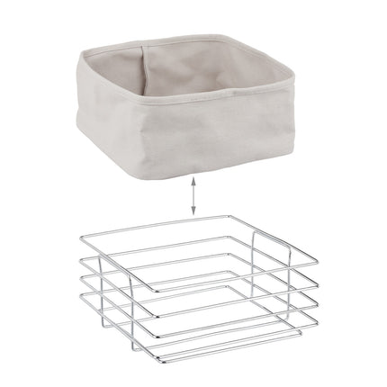 Metal bread basket with fabric cover