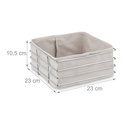 Metal bread basket with fabric cover