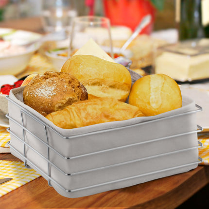 Metal bread basket with fabric cover